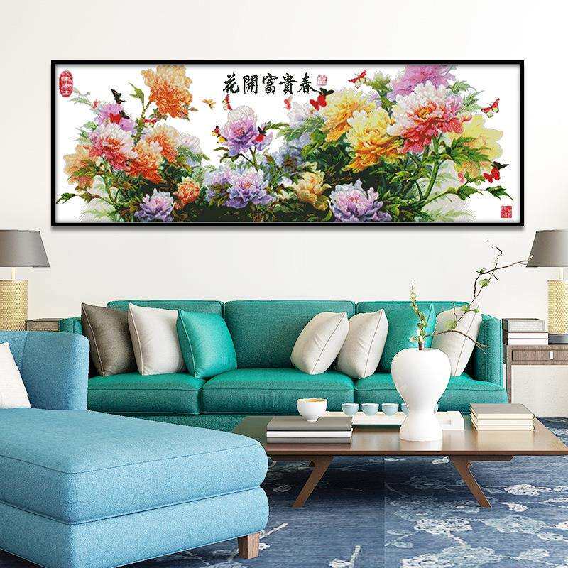 欢乐99十字绣牡丹花装饰挂画客厅花开富贵春中式经典大幅刺绣