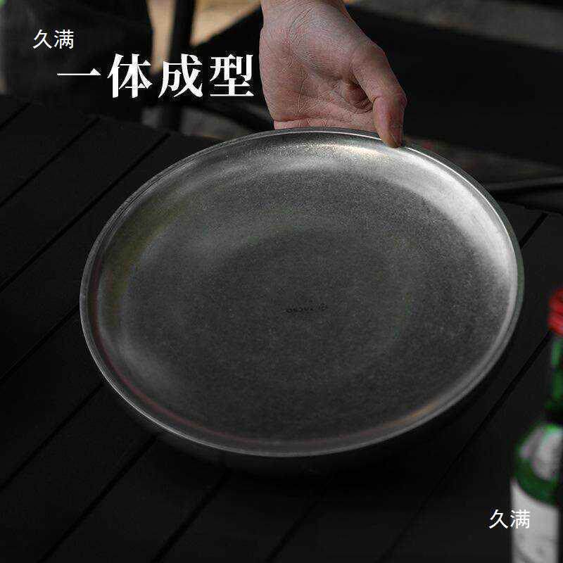复古304不锈钢刺身冰盘商用三文鱼盘子鱼生专用冰碟寿司盘海鲜盘