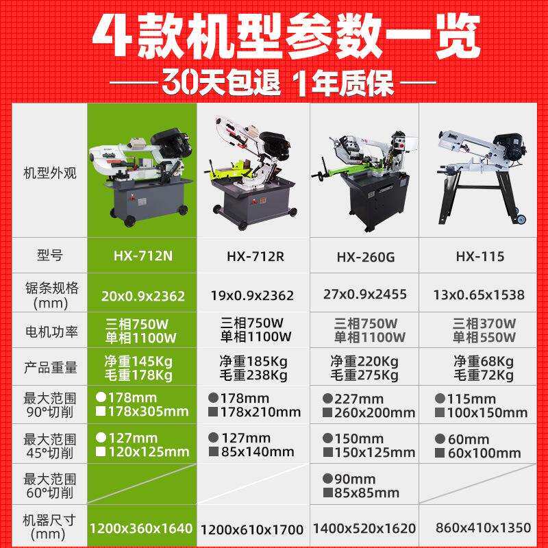 带锯床立式带锯机金属木材管材切卧式带锯床多功能可移动小型锯床