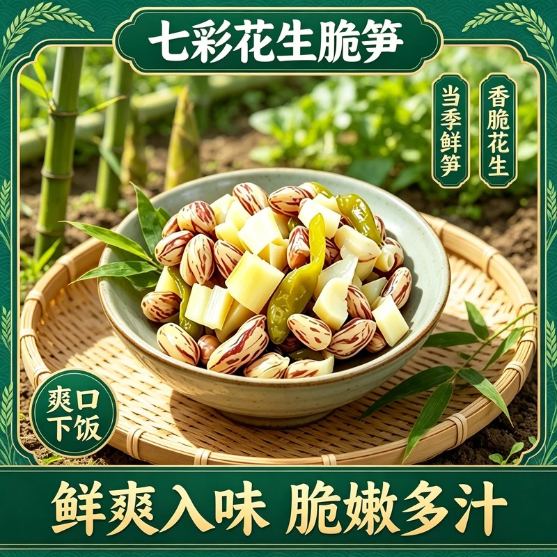 【酸辣脆嫩】脆笋七彩花生脆笋泡椒花生笋菜凉菜开胃菜小吃凉菜