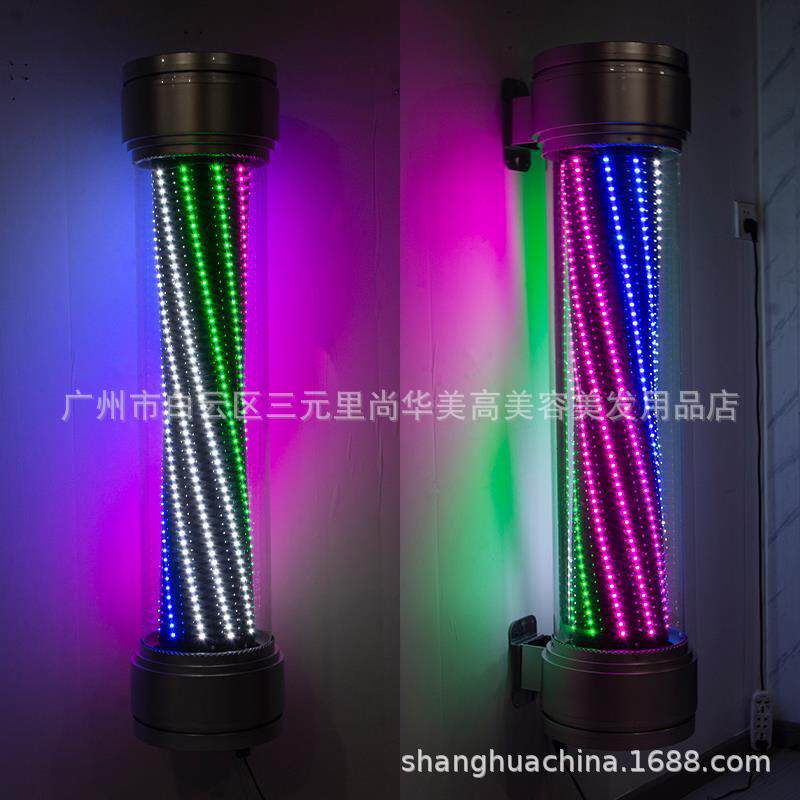 美发转灯LED灯带电机旋转理发店发廊门头灯箱挂墙壁户外防水2