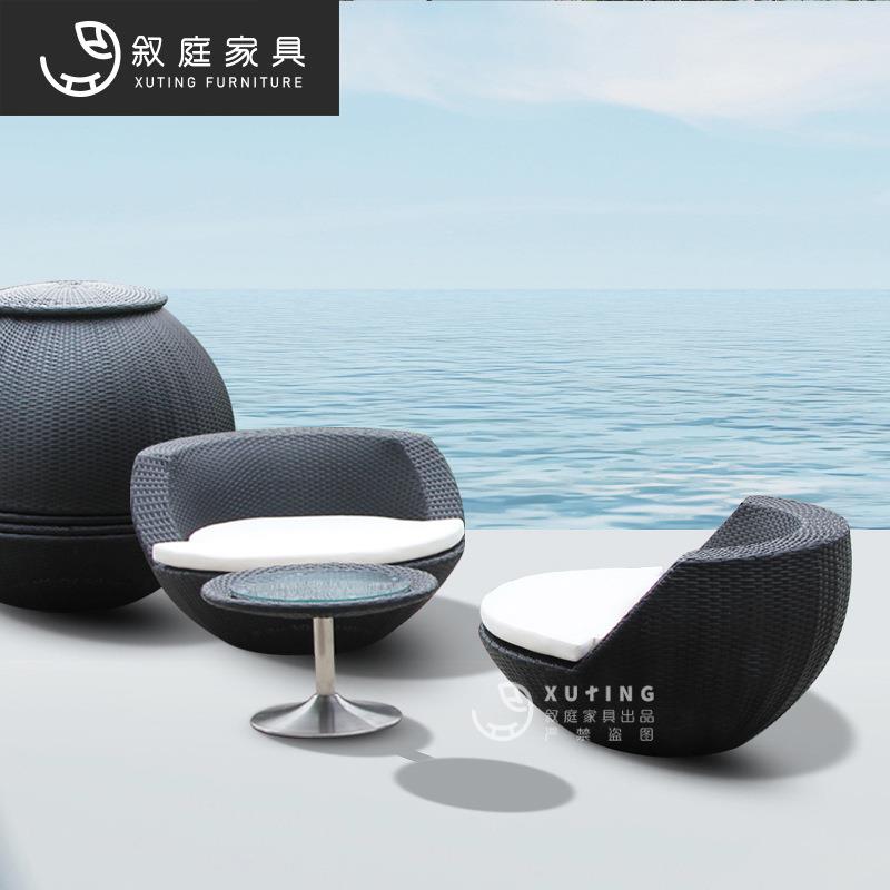 户外家具铝框桌室外藤编餐桌椅组合咖啡奶茶店景区阳台桌椅五件套