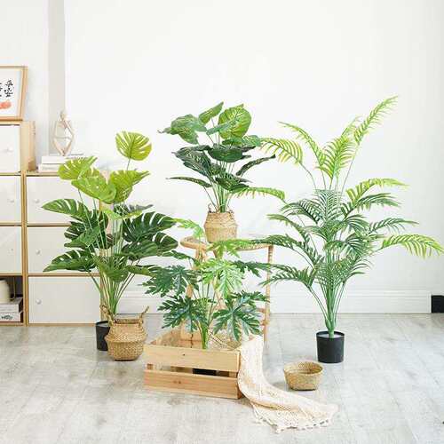 仿真绿植摆件龟背竹盆栽叶子客厅小型落地植物高端轻奢室内假花树