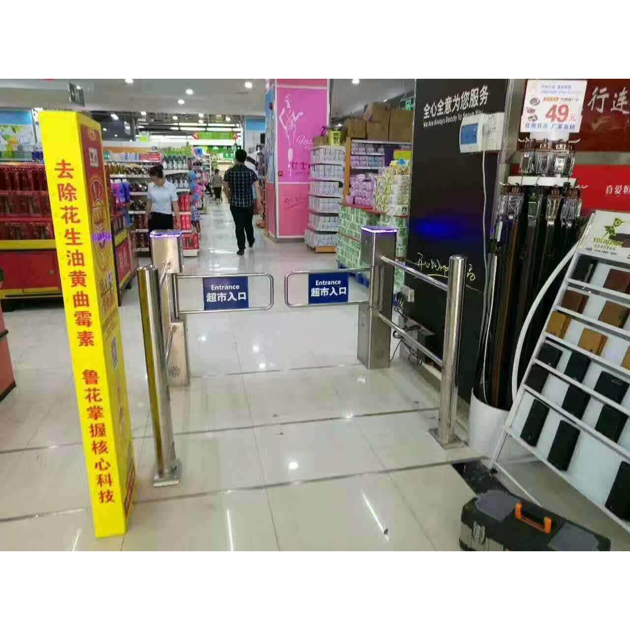 自动感应门-超市圆柱摆闸 商场单向摆闸门 智能语音摆闸门禁机