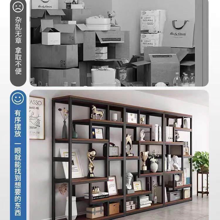 展示柜产品陈列柜简易落地靠墙货架展示柜办公室客厅书房钢木书柜