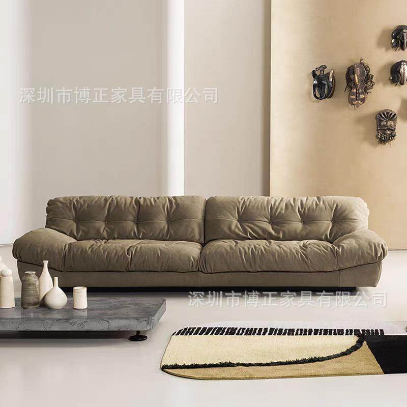 意式轻奢云朵磨砂皮沙发设计师北欧羽绒懒人小户型直排科技布沙发