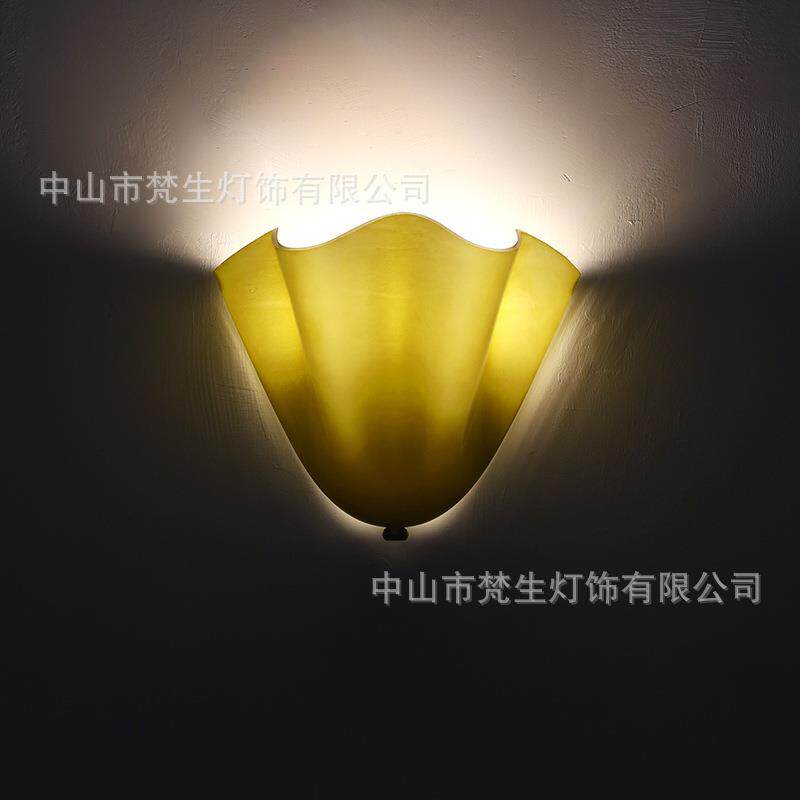 梵生 美式复古玻璃壁灯 法式贝壳中古艺术客厅床头酒店民宿过道灯