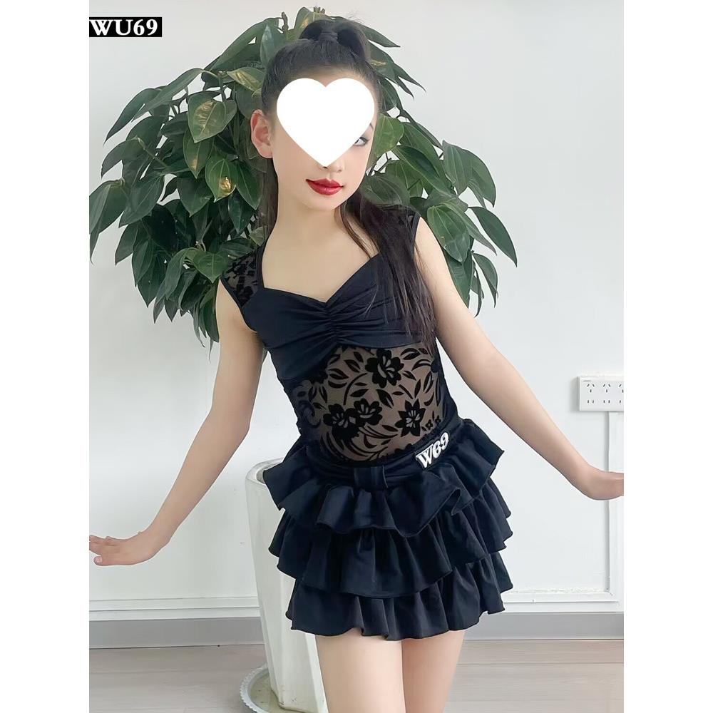 新款拉丁舞练功服女儿童专业舞蹈训练服蛋糕裙少儿拉丁舞服女夏季