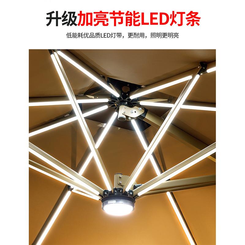 大型罗马伞户外遮阳伞庭院带灯伞太阳能LED灯条室外别墅露台花园
