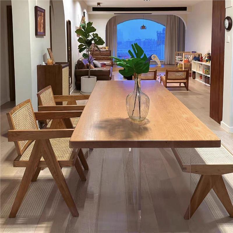 北欧实木书桌 小户型创意悬浮餐桌 家用餐厅多人会客洽谈桌椅组合