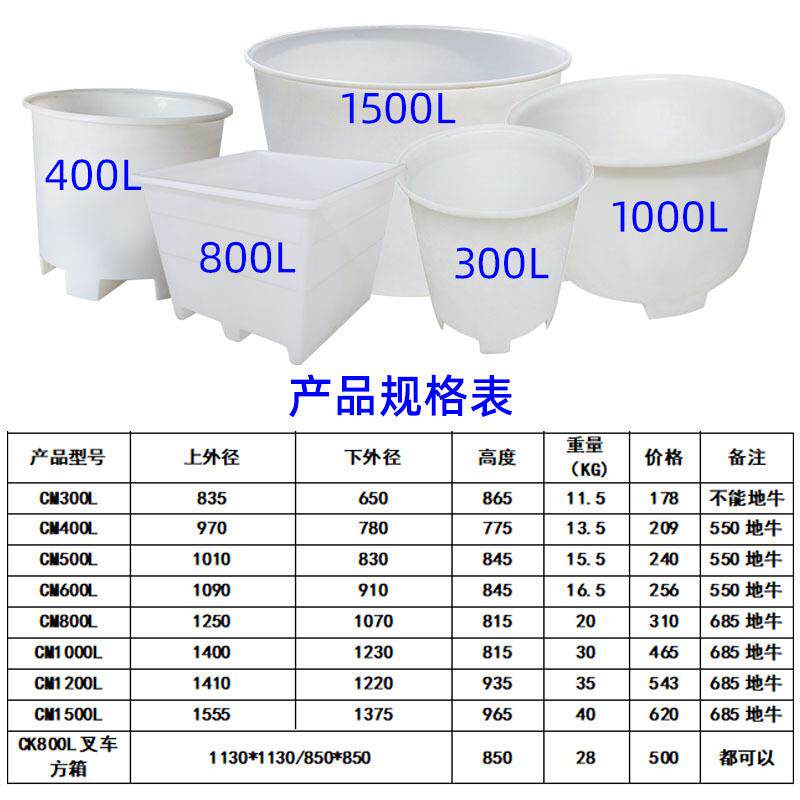 加厚牛筋塑料圆桶叉车带盖养殖储水大口水缸腌菜酿酒发酵食品级桶
