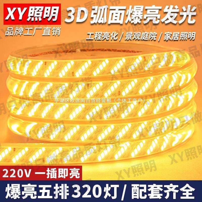 超亮LED灯带户外防水220V客厅外墙工程室外暖光白色高压灯条