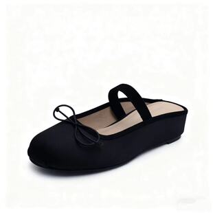 E425208 一脚蹬平底半托休闲鞋 货号A982 复古文艺懒人女鞋 法式