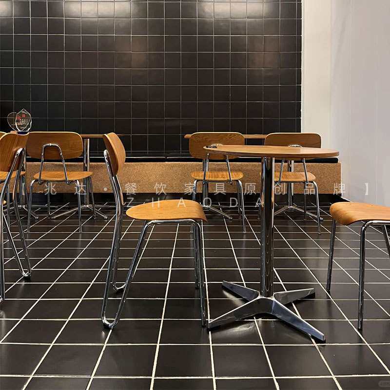 简约西餐厅桌子复古风咖啡厅海洋板方桌网红餐厅商用家具圆桌长桌