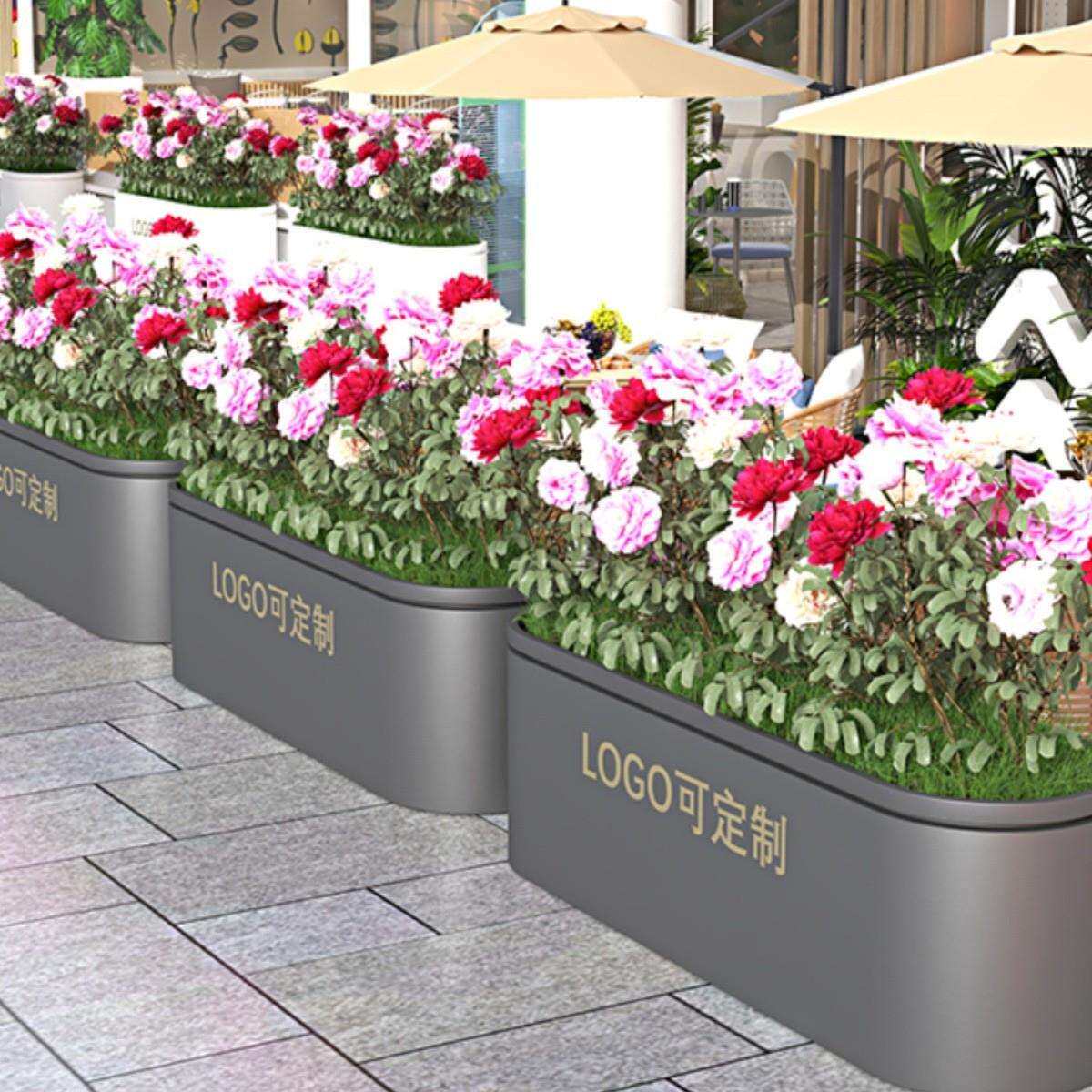 户外不锈钢花箱组合商业街花箱隔断市政工程围栏花箱园林种植花箱