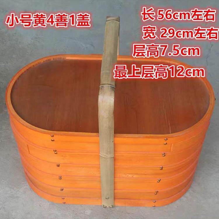 铝质加厚手工饭店送菜提盒多层大容量防滑盘保温木质大提盒送饭菜 - 实物图