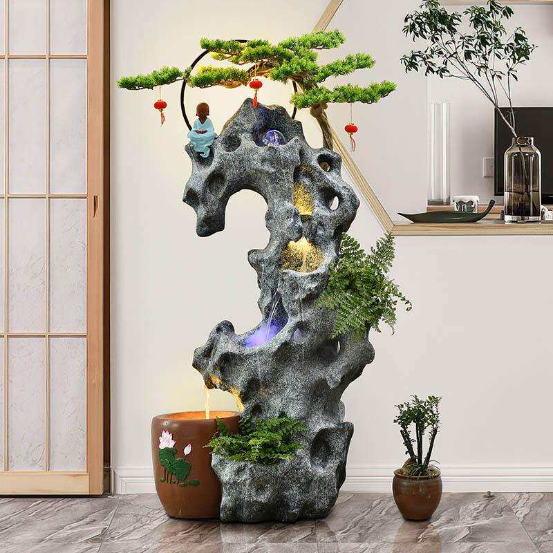 大型花园庭院装饰鱼池落地假山流水摆件喷泉公司阳台鱼缸瀑布造景