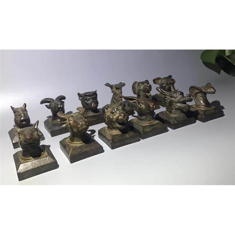 古玩杂项仿古老镀铜器十二生肖印章摆件一套 生肖印章成套印章