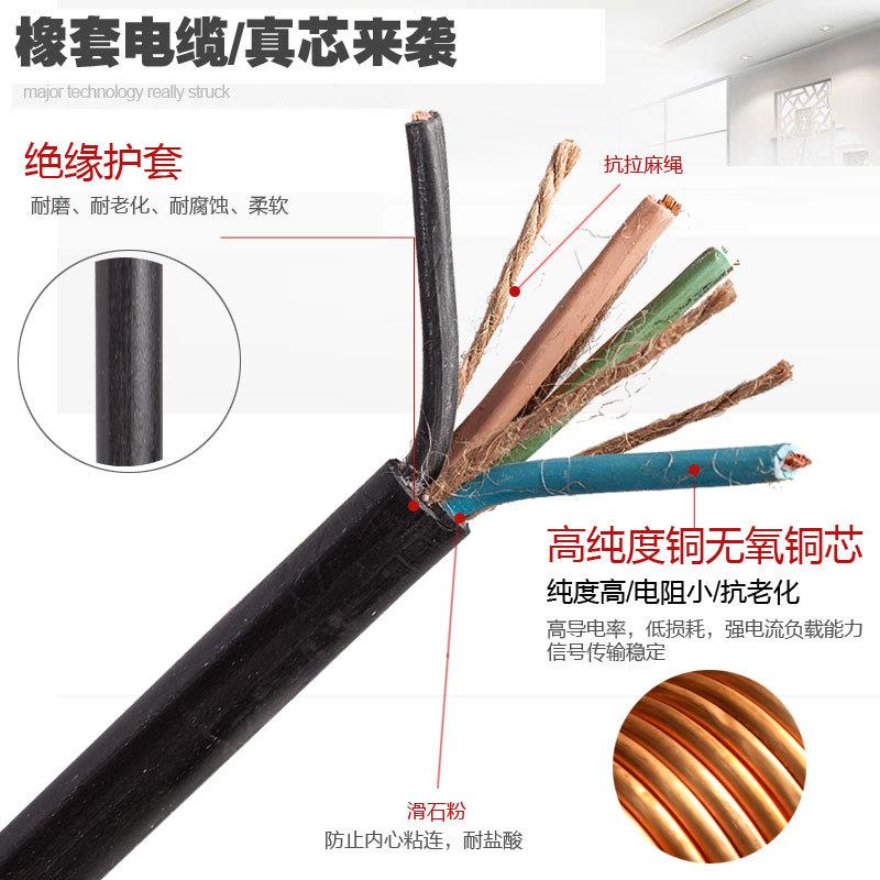 人民电线电缆铜芯多股软线三相四线YZ3*4+1*2.5平方橡套电缆国标