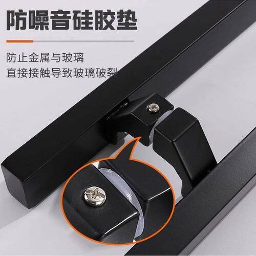 玻璃门拉手加厚不锈钢偏位马蹄脚方管黑色铝合金门推拉商铺门把手