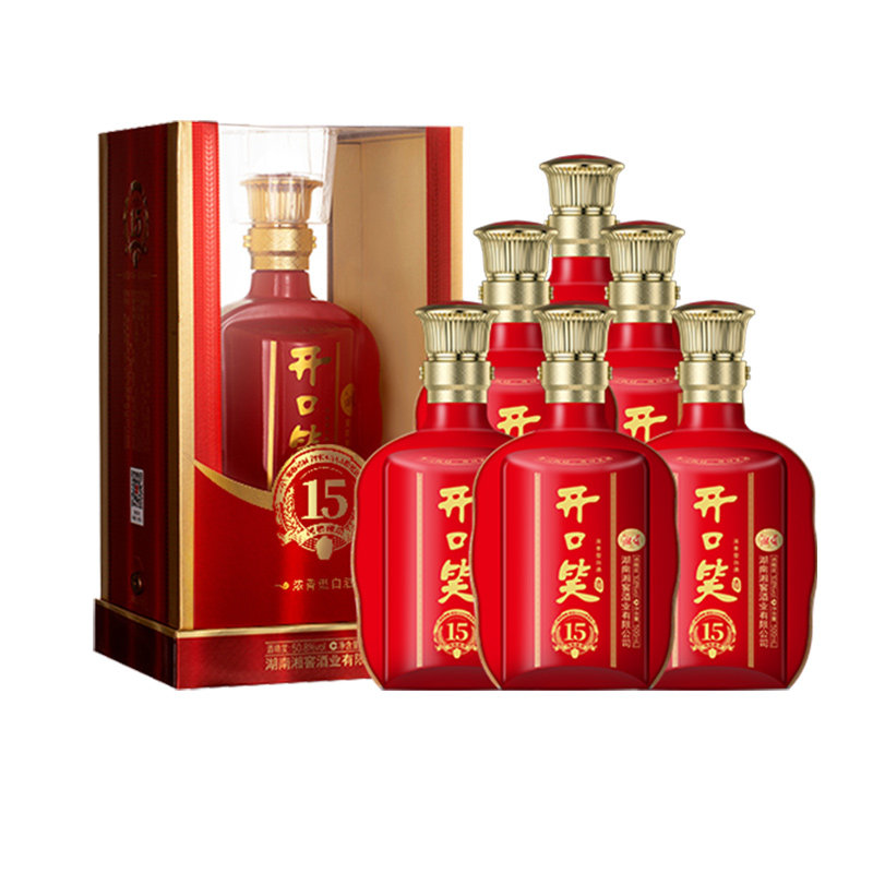 开口笑酒陈酿15大喜浓香50.8白酒礼盒500mL*6瓶整箱婚庆喜宴用酒