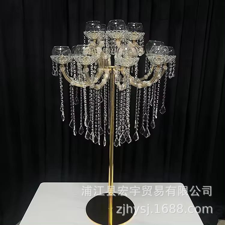 欧式 15头金属金色蜡烛烛台酒店LTV装饰品适合婚礼路引餐桌装饰