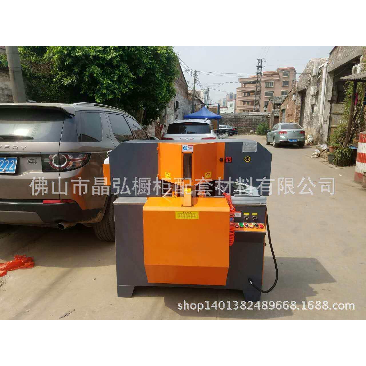 铝材木材双用双头锯超薄灯箱广告全铝极简玻璃门铝型材切割机