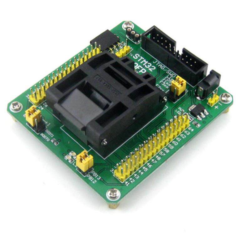STM32专用编程座 烧写座 QFP64 0.5mm 原装座子 JTAG/SWD编程接口