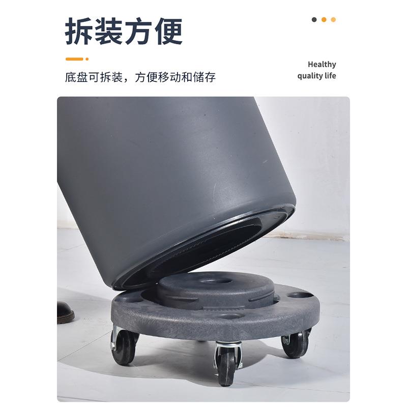 天育陶艺垃圾桶大容量圆形加厚带轮子户外环卫厨房有盖储水桶