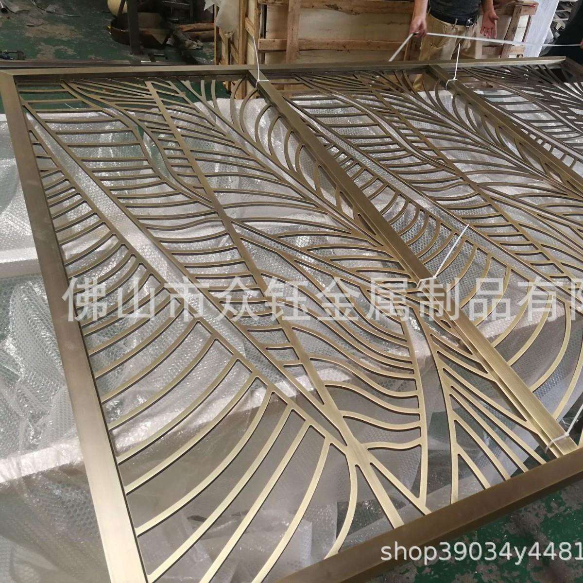 欧式雕花镜面玫瑰金家装屏风客厅玄关入户铝合金屏风花格佛山厂家