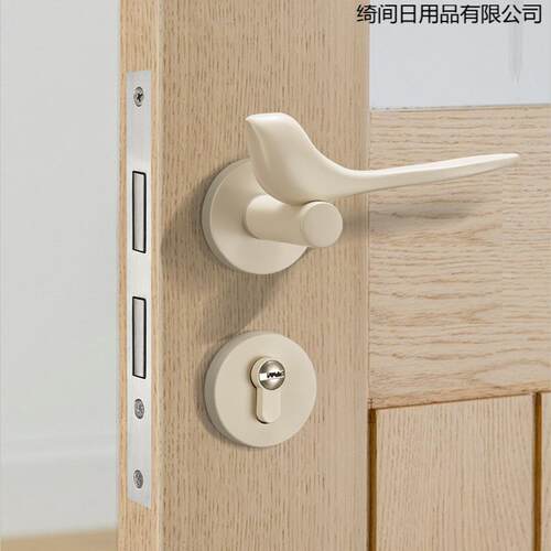 金色小鸟门锁室内卧室家用房门锁门把手分体式磁吸静音木门锁