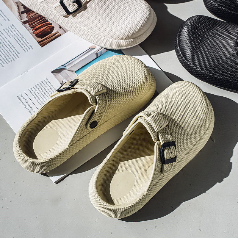 包头博肯开车办公室居家夏季防滑半拖鞋外穿外出海边沙滩拖鞋男士