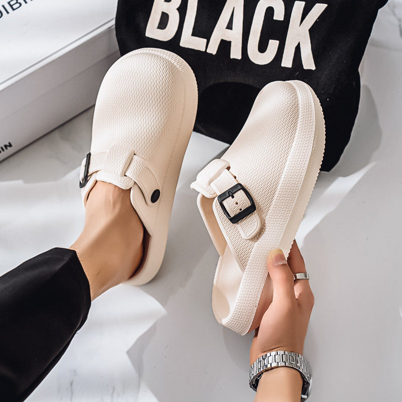 夏季防滑包头拖鞋男士博肯开车办公室半拖鞋外穿居家外出海边沙滩