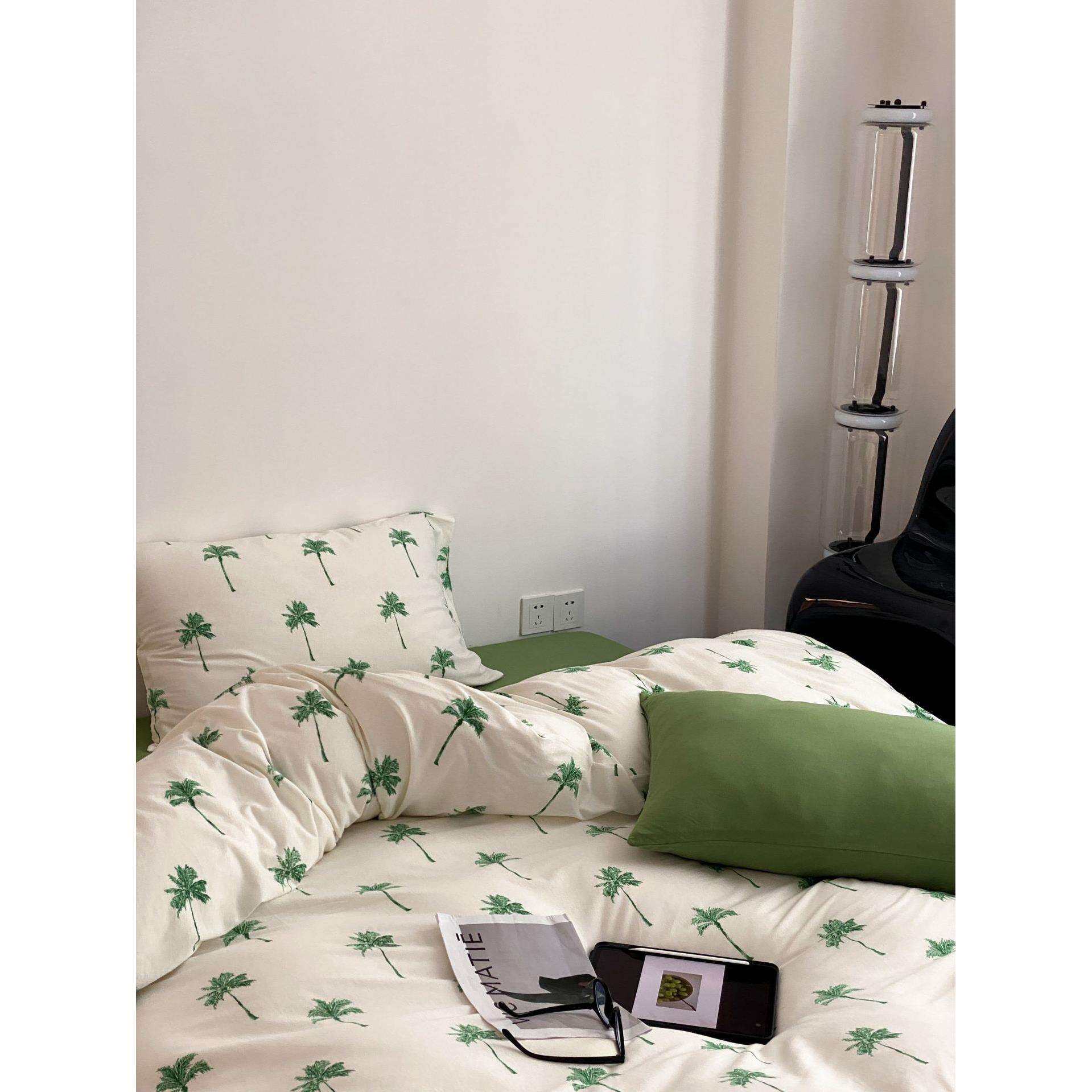 亲肤透气针织棉可水洗印花针织棉套件 纯棉简约单双人床上四件套