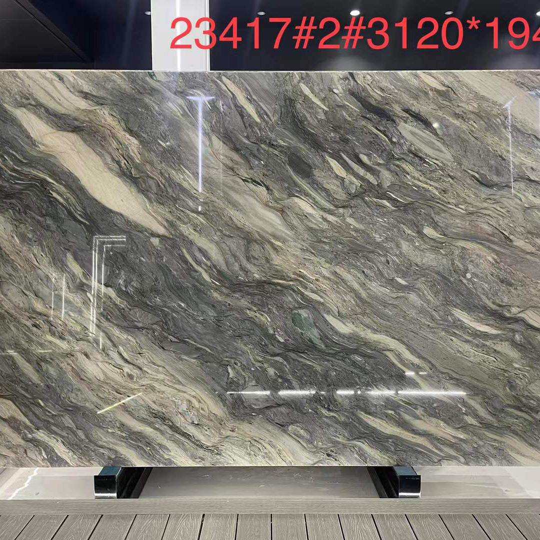 丝绸之路天然奢石餐桌长方形茶几大理石台面板轻奢石材