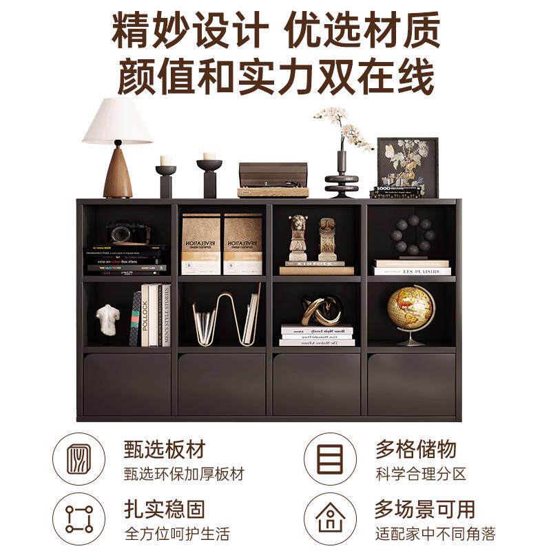 餐边柜靠墙一体收纳展示架家用客厅茶水间储物柜书格子多层置物架