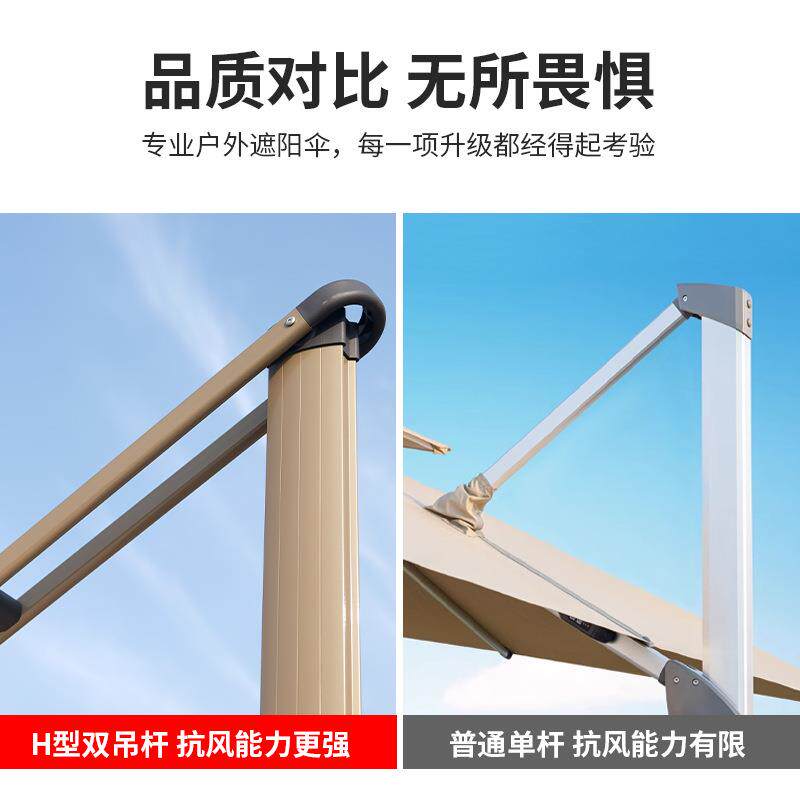 现货户外遮阳伞庭院伞别墅双杆抗风强露天大伞商用室外带灯罗马伞