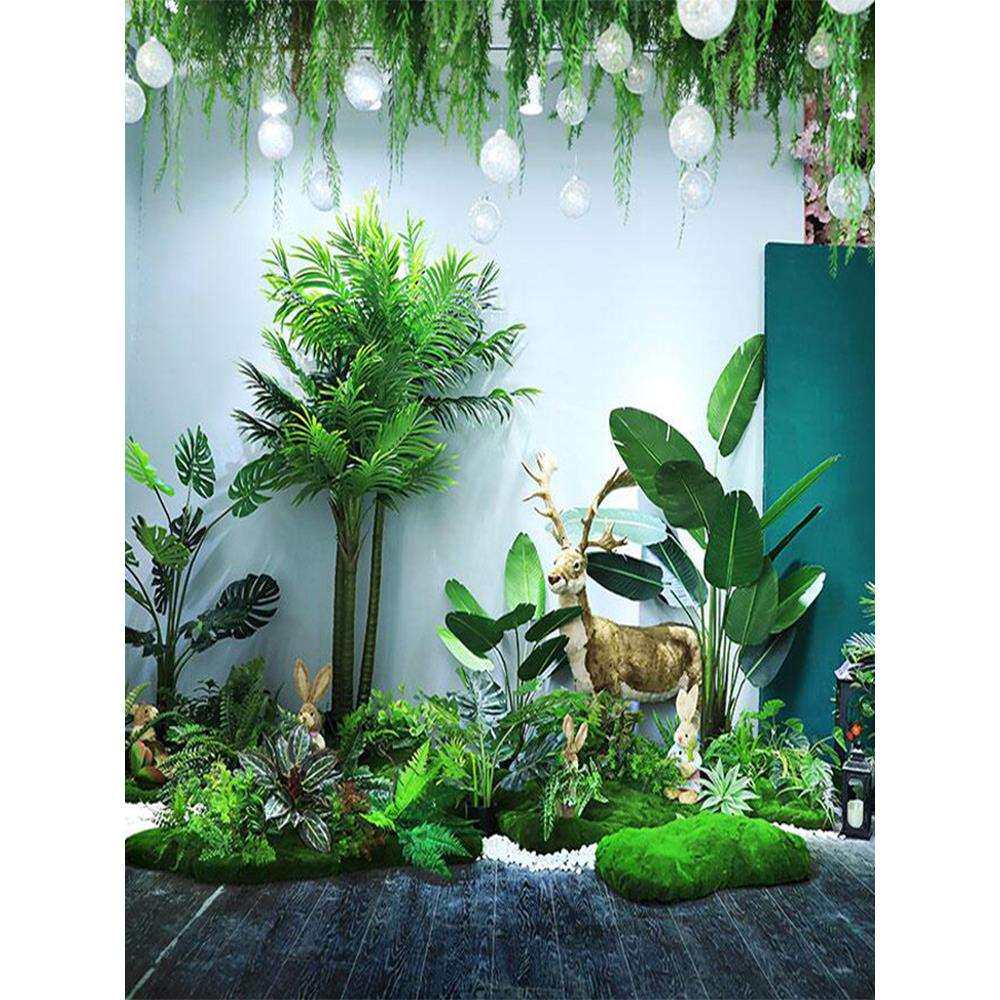 仿真绿植造景客厅室内景观墙角田园楼梯转角装饰大型植物盆载组合