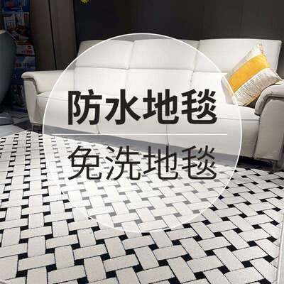 【防水】轻奢地毯黑石-格韵免洗可擦防水抗污百搭高级客厅卧室毯