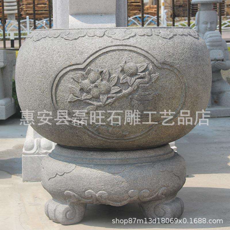 福建厂家石雕鱼缸欧式石槽摆件青石仿古花盆庭院户外流水景观摆件