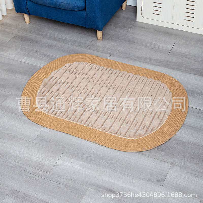 棉绳编织地毯复古中国风地垫客厅沙发脚垫圆形兔毛地垫蒲草地垫