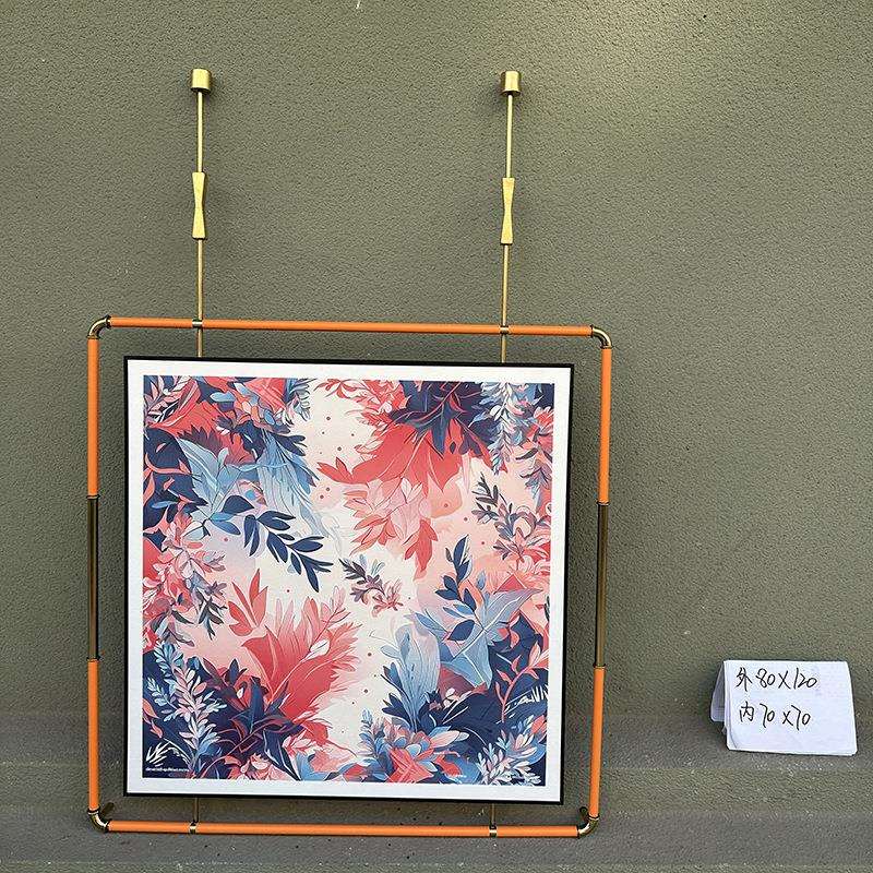 立体画酒店复古金属支架灯光挂画玄关墙壁吊杆装饰画艺术装置抽象