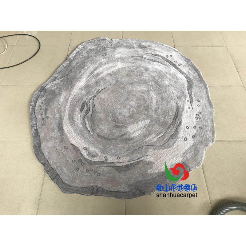 新中式抽象灰色水墨画椭圆形客厅茶几地毯餐厅书桌阳台玄关门口垫