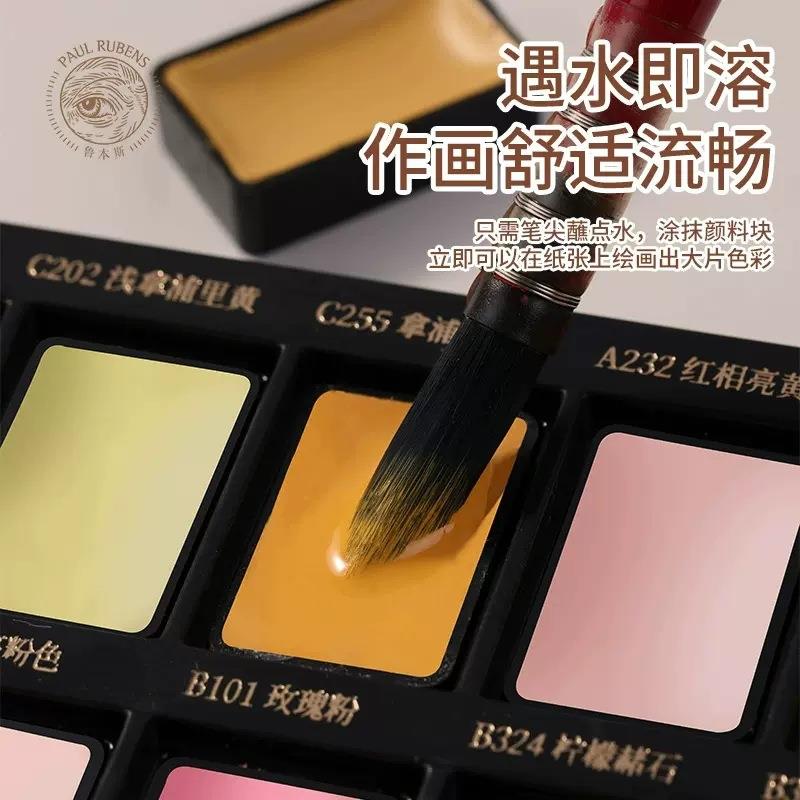 鲁本斯固体水彩12色肤彩绘肉色大磅状可水洗肤色系列绘画水彩颜料