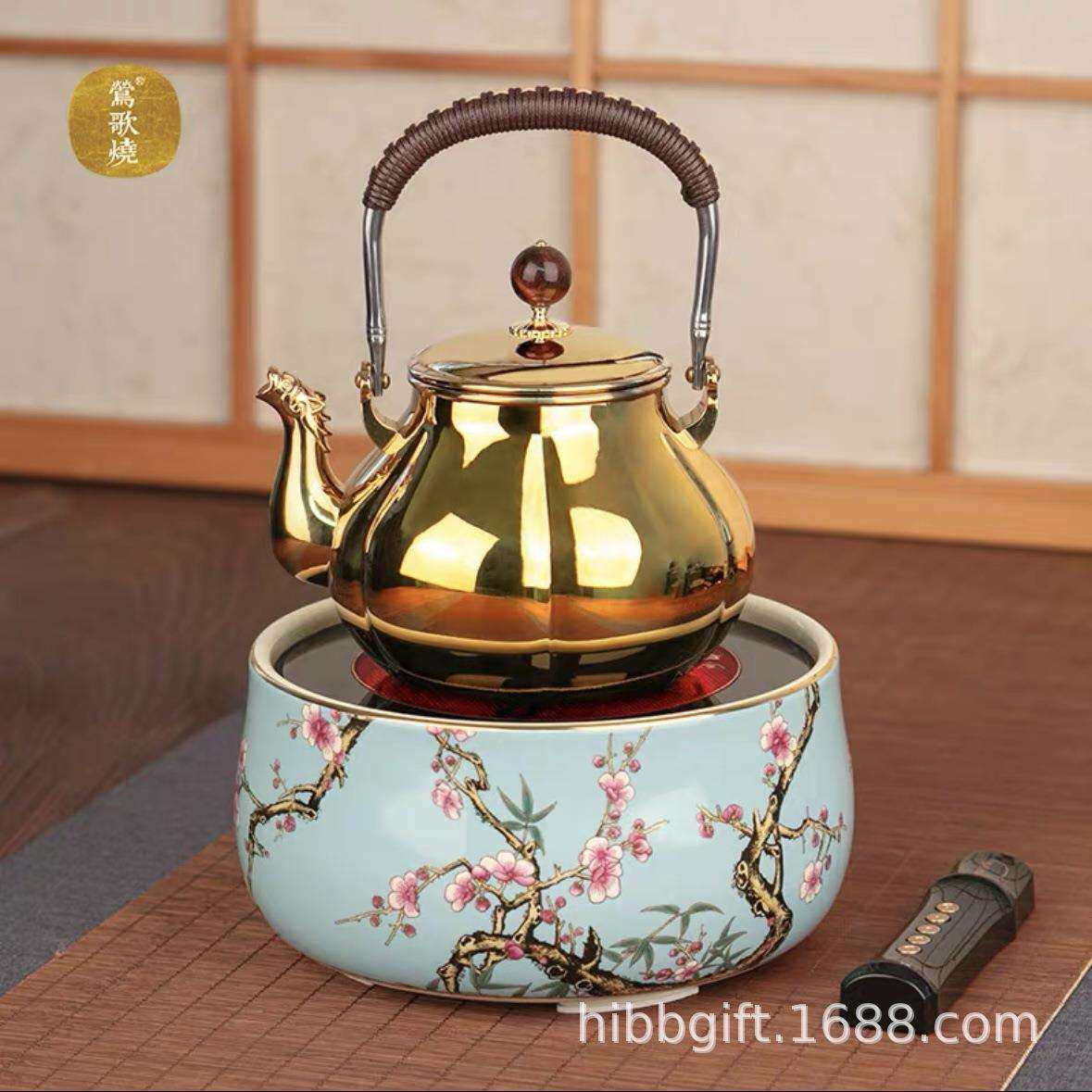 莺歌烧电陶炉茶炉煮茶器316不锈钢煮水壶家用提梁壶茶道泡茶壶具