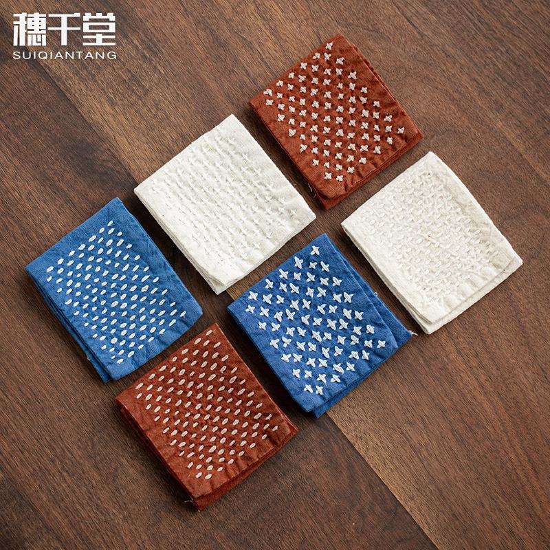 穗千堂 复古刺绣清洁茶巾古朴茶几茶席桌布茶布老布艺吸水养壶巾图片