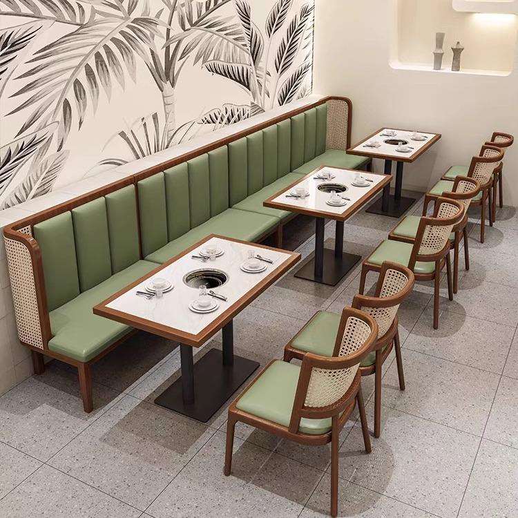 东南亚西餐厅卡座沙发靠墙饭店火锅店餐饮店桌椅组合茶楼商用岩板