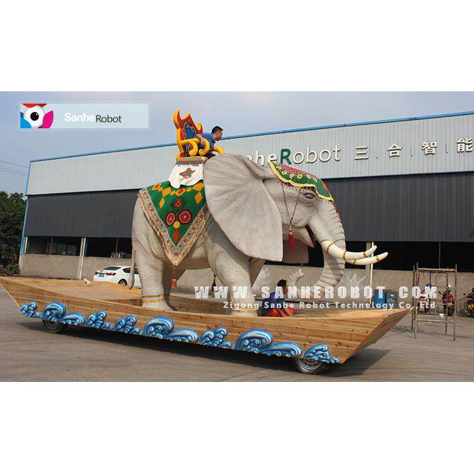 仿真大象主题观光巡游花车设计与制作 大型仿真动物模型制作公司