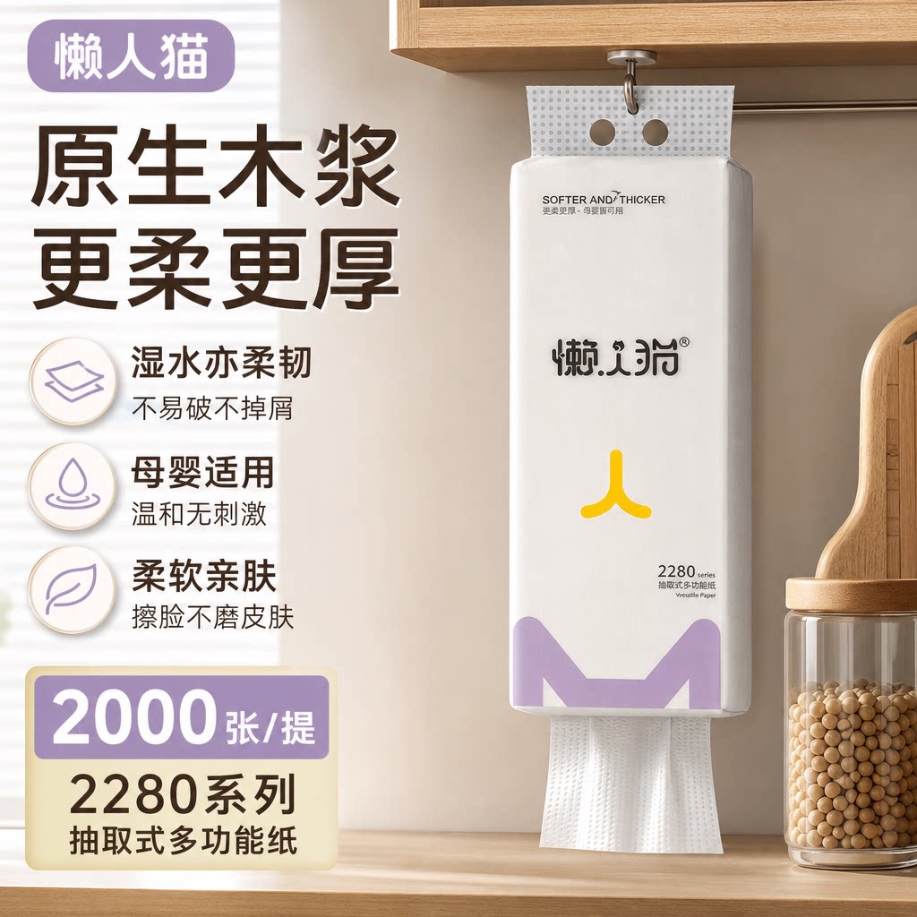 懒人猫5层加厚悬挂抽纸母婴用