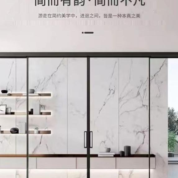 定 制厨房推拉门三联动极窄边框吊轨卫生间阳台移门铝镁合金